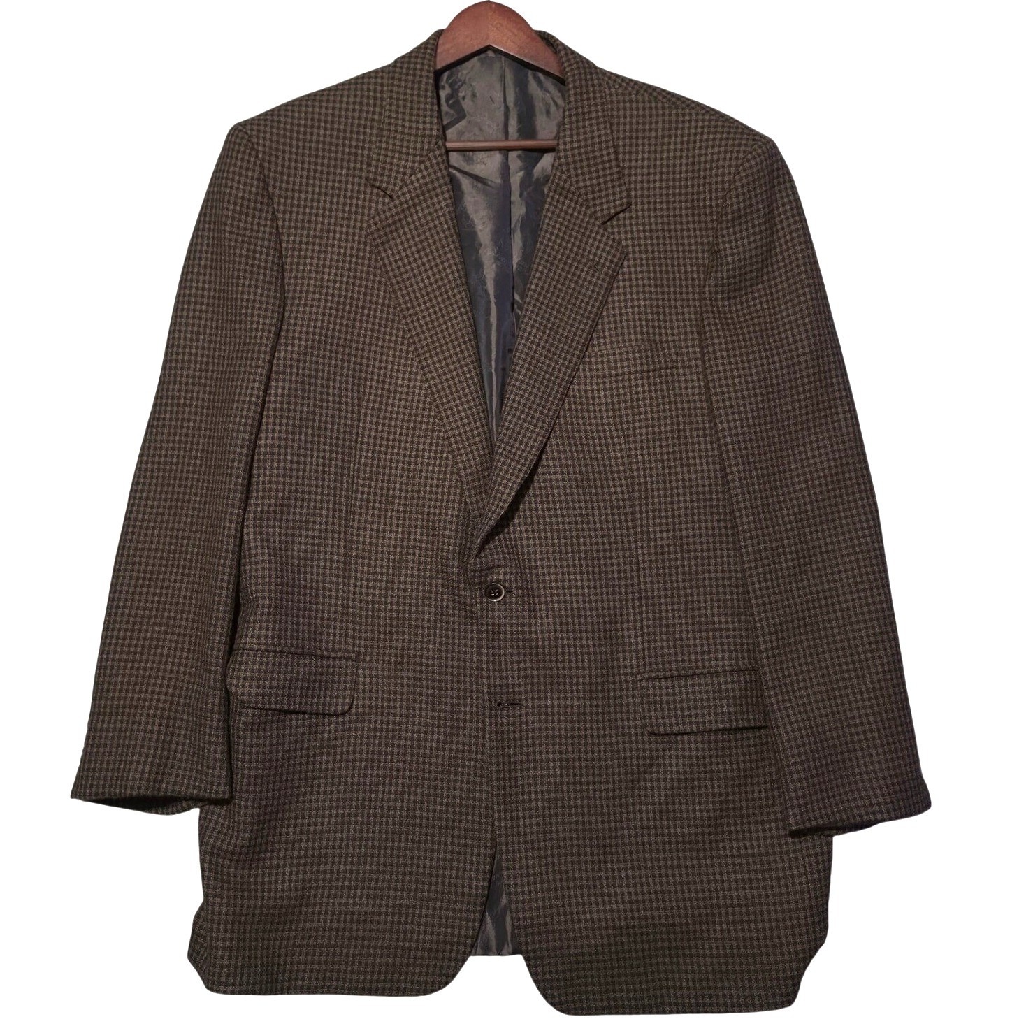 Brioni Roma Mens Brown Houndstooth Wool Sport Coat Blazer Italy 46l 56l